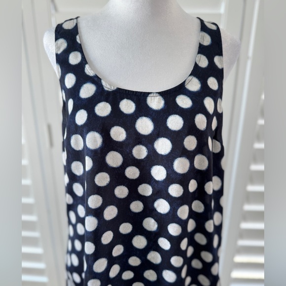 Michael Kors White Polka Dot Navy Blue Sleeveless Top Sz M - Picture 2 of 9